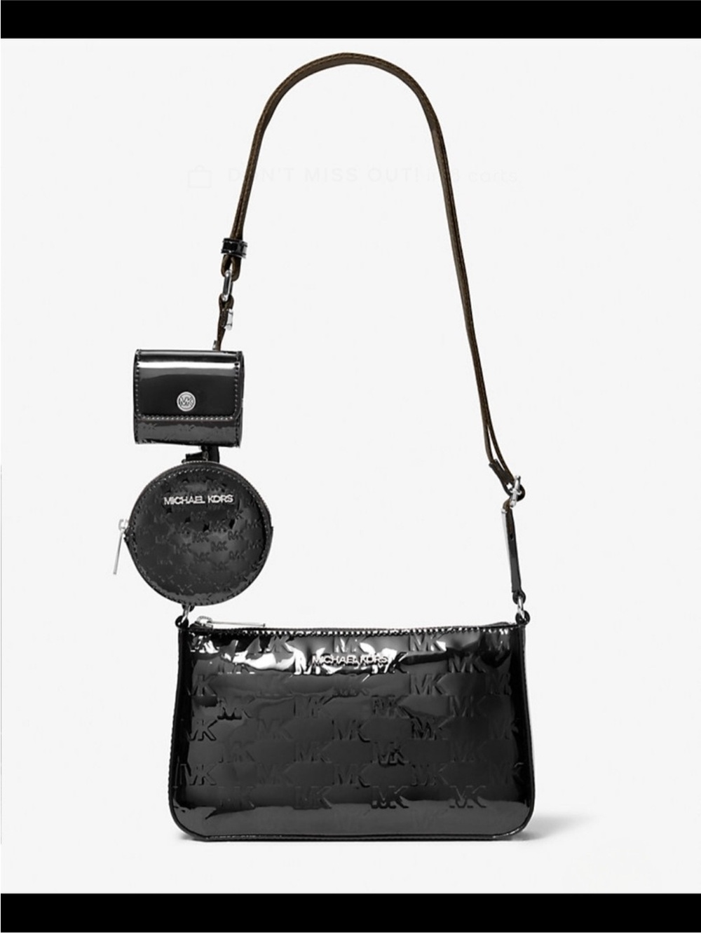 Michael Kors Black Patent Leather Crossbody w/Air Pods Case & Coin Pouch